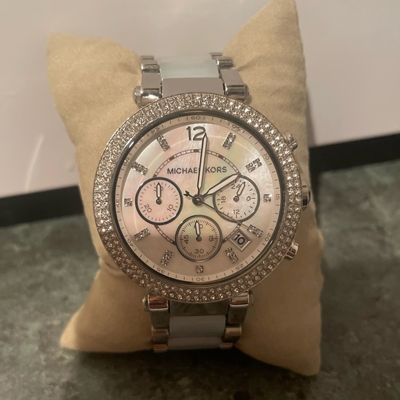 Michael Kors Women's Parker Two-Tone Watch MK6138 - Baby blue & silver - Picture 1 of 2